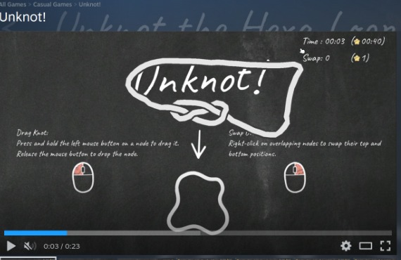 Unknot! gameplay screenshot showing a rope puzzle